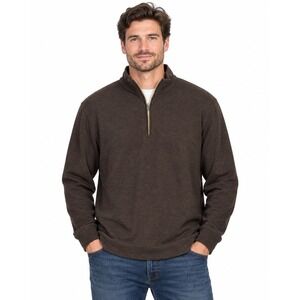 Jared Lang Mens Brown Heathered Stretch Quarter Zip Pullover Sweater | XL